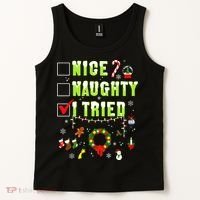 Nice Naughty I Tried Funny Christmas Checklist  Tank Top thumb 2