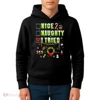 Nice Naughty I Tried Funny Christmas Checklist  Kids Hoodie thumb 4
