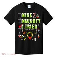 Nice Naughty I Tried Funny Christmas Checklist  Kids T-Shirt thumb 0