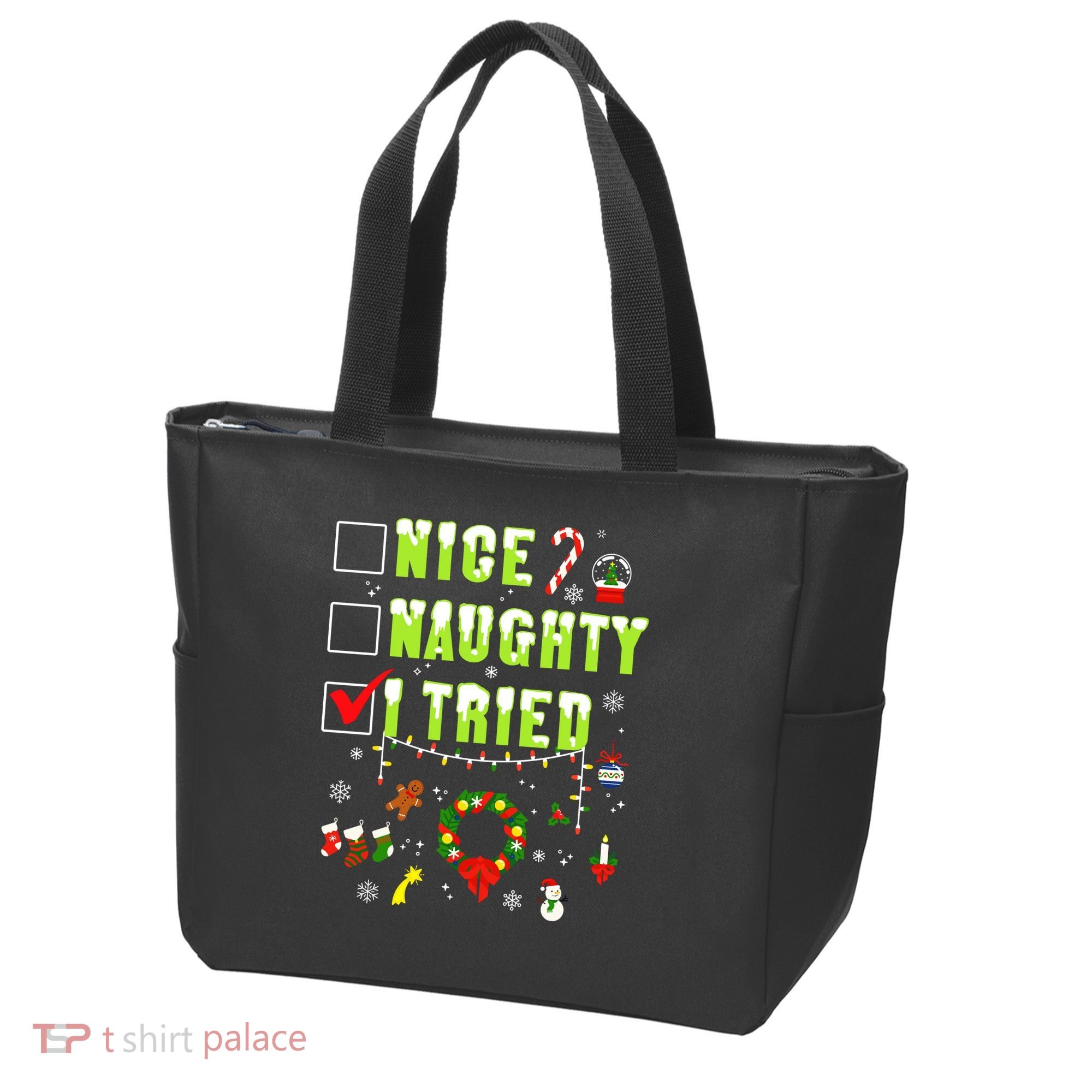 Nice Naughty I Tried Funny Christmas Checklist  Tote Bag