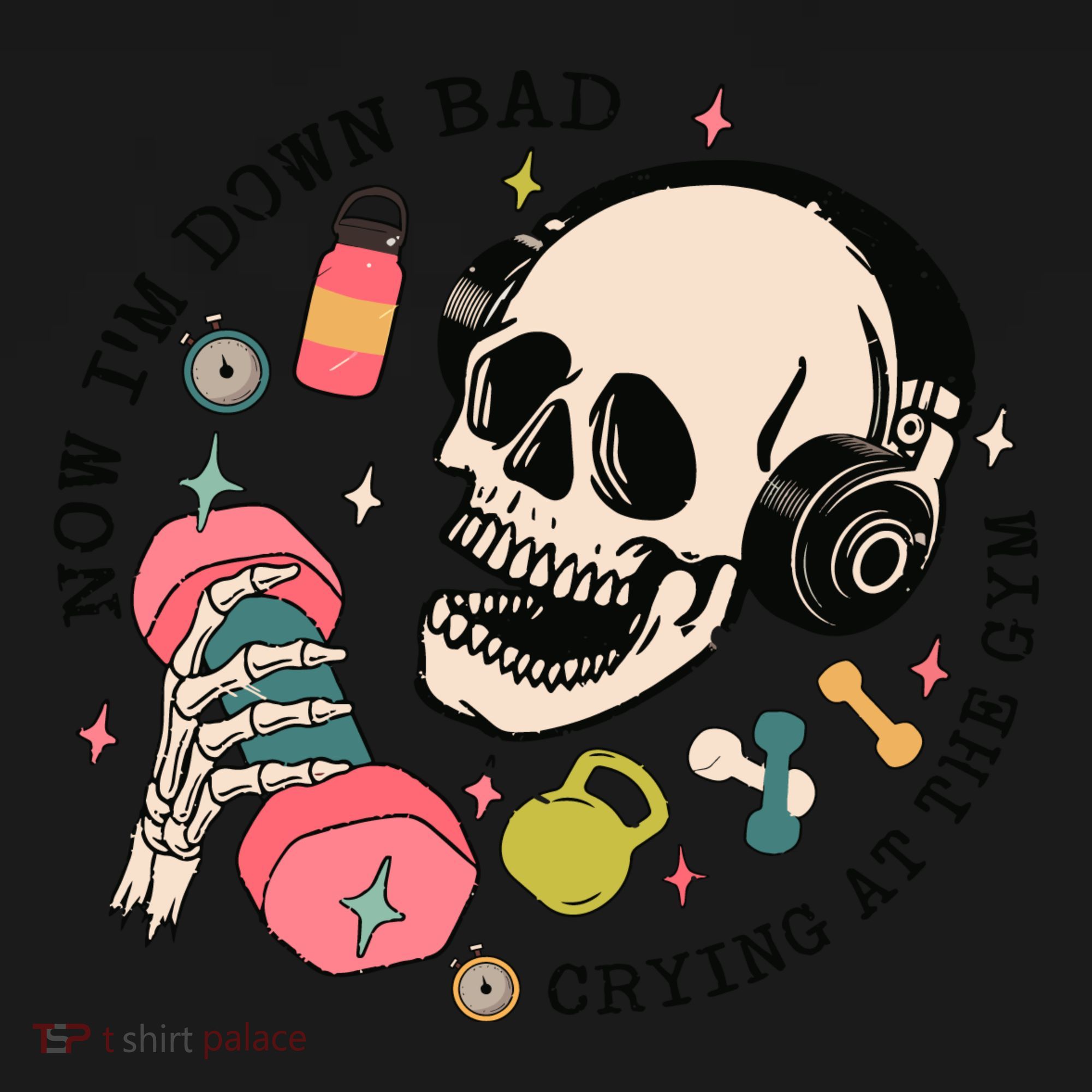 Now Im Down Bad Funny Skeleton Workout Gymer Coaster