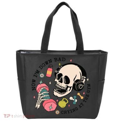 Now Im Down Bad Funny Skeleton Workout Gymer Tote Bag