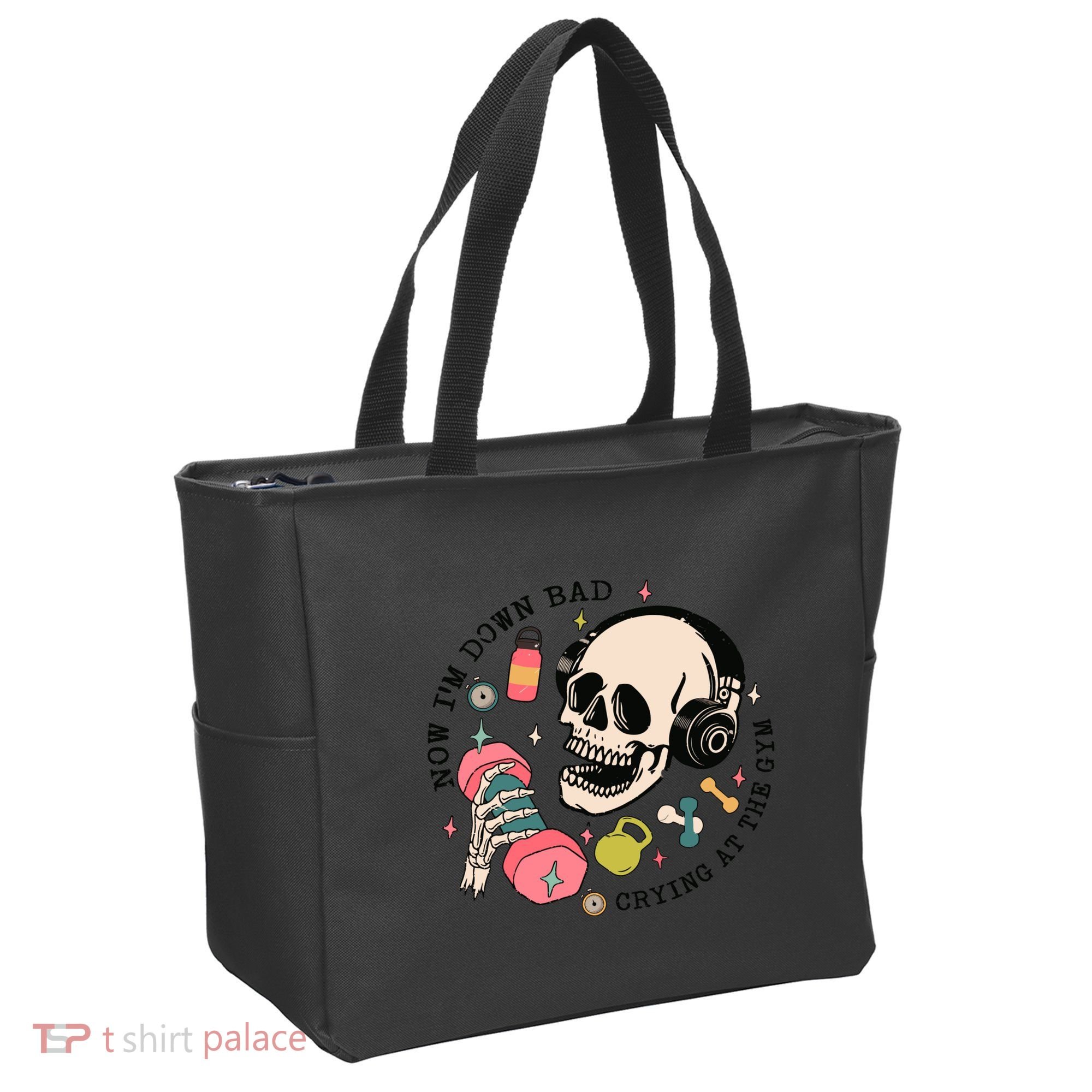 Now Im Down Bad Funny Skeleton Workout Gymer Tote Bag