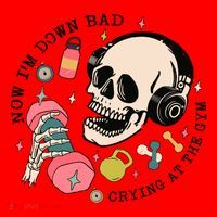 Now Im Down Bad Funny Skeleton Workout Gymer Santa Hat thumb 1