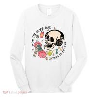 Now Im Down Bad Funny Skeleton Workout Gymer Long Sleeve Shirt thumb 0