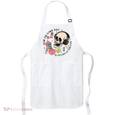 Now Im Down Bad Funny Skeleton Workout Gymer Apron