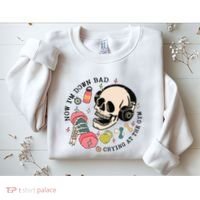 Now Im Down Bad Funny Skeleton Workout Gymer Sweatshirt thumb 2
