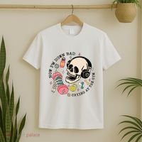 Now Im Down Bad Funny Skeleton Workout Gymer T-Shirt thumb 2