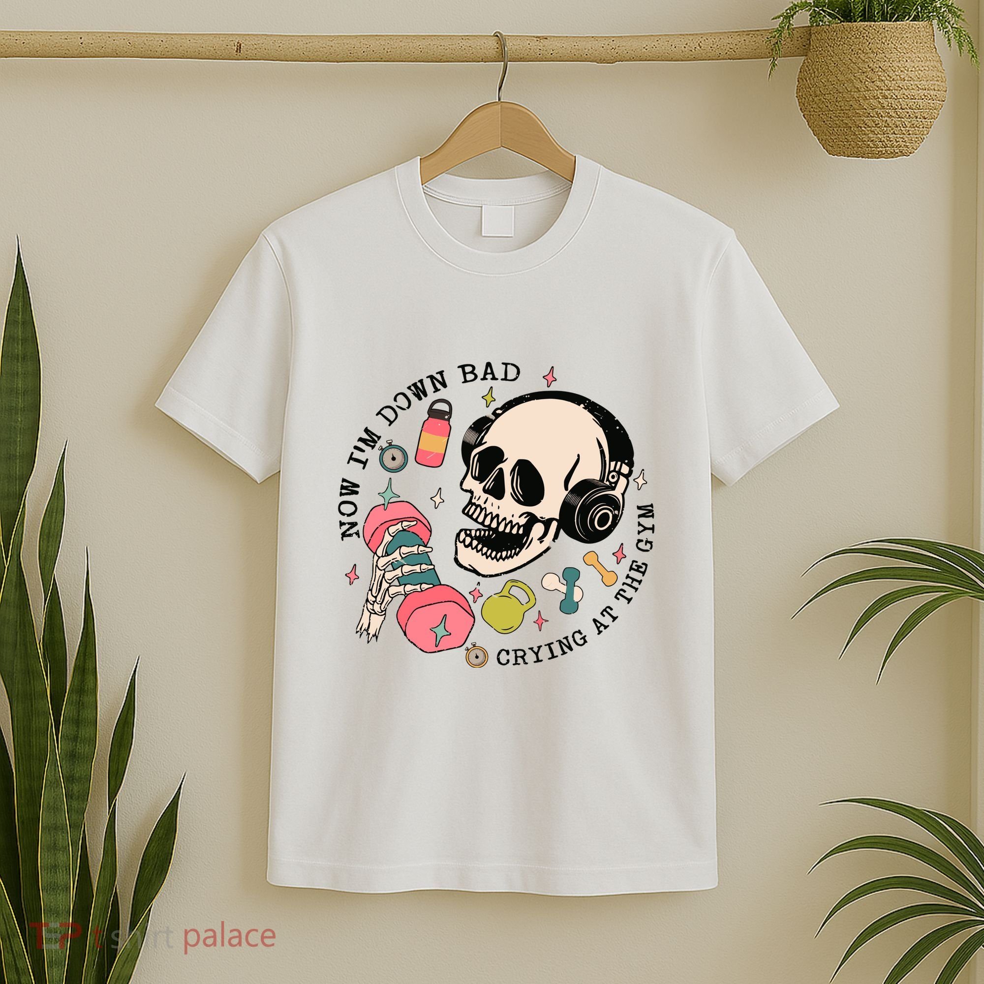 Now Im Down Bad Funny Skeleton Workout Gymer T-Shirt