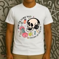 Now Im Down Bad Funny Skeleton Workout Gymer T-Shirt thumb 3