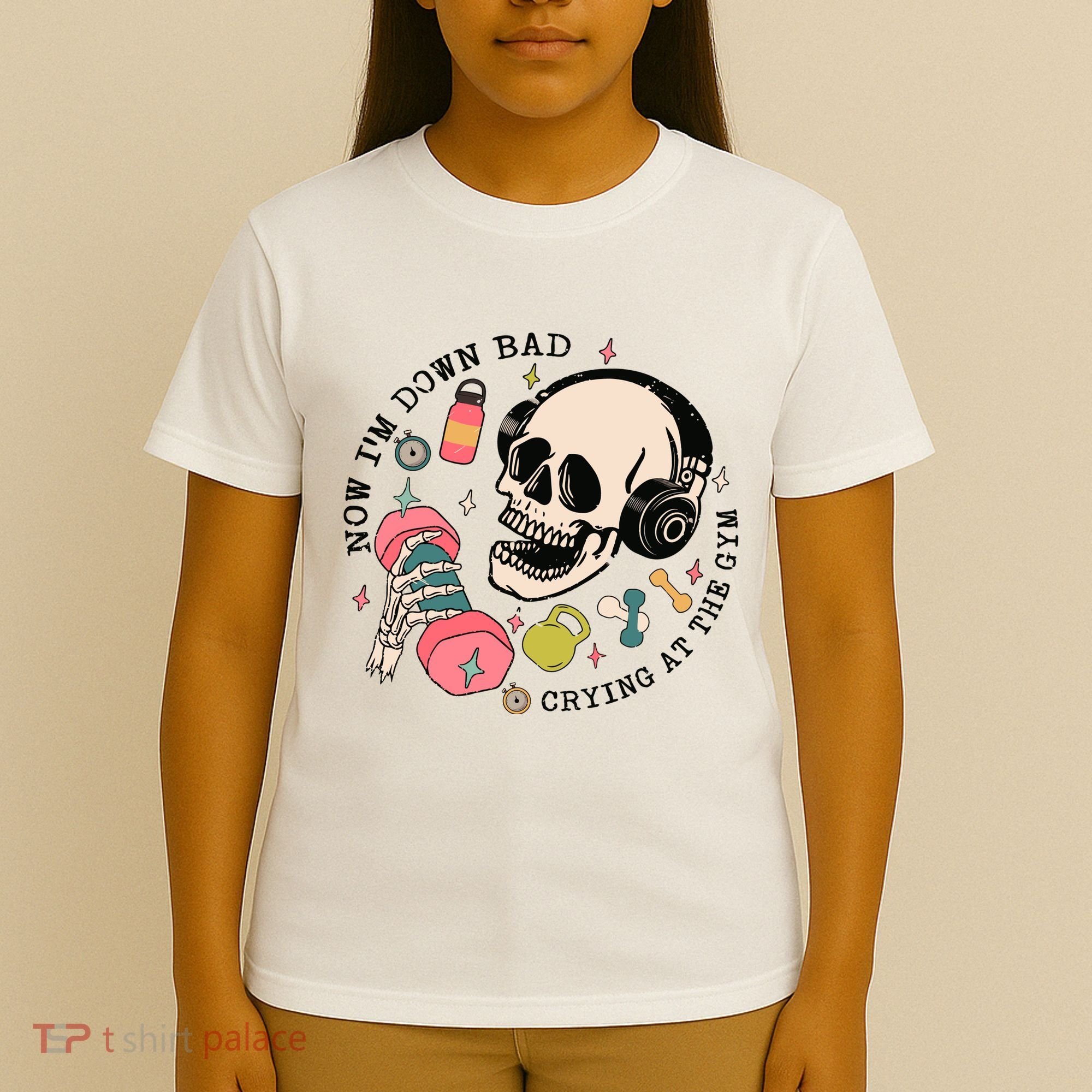 Now Im Down Bad Funny Skeleton Workout Gymer T-Shirt