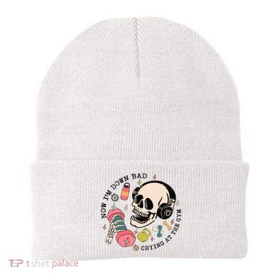 Now Im Down Bad Funny Skeleton Workout Gymer Beanie