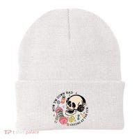 Now Im Down Bad Funny Skeleton Workout Gymer Beanie thumb 0