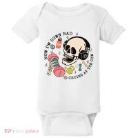 Now Im Down Bad Funny Skeleton Workout Gymer Baby Bodysuit thumb 0