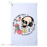 Now Im Down Bad Funny Skeleton Workout Gymer Golf Towel thumb 0