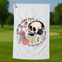 Now Im Down Bad Funny Skeleton Workout Gymer Golf Towel thumb 1