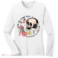 Now Im Down Bad Funny Skeleton Workout Gymer Women's Long Sleeve Shirt thumb 0