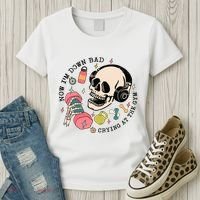 Now Im Down Bad Funny Skeleton Workout Gymer Women's T-Shirt thumb 3