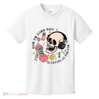 Now Im Down Bad Funny Skeleton Workout Gymer Kids T-Shirt thumb 0