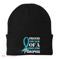 November Is Diabetes Awareness Month Blue And Gray Ribbon Beanie thumb 0