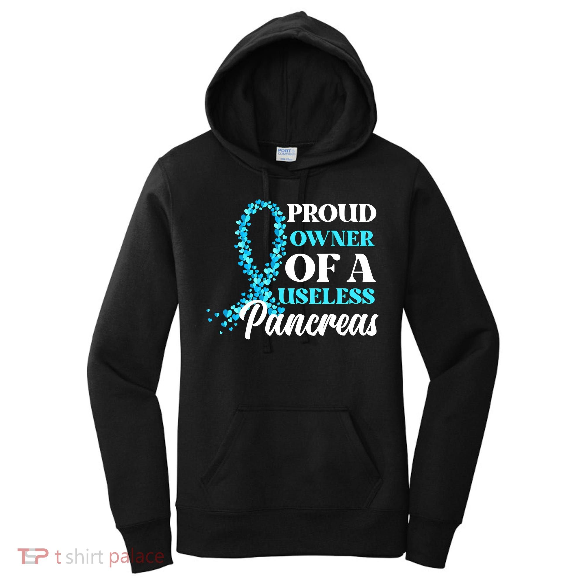 November Is Diabetes Awareness Month Blue And Gray Ribbon Women's Hoodie