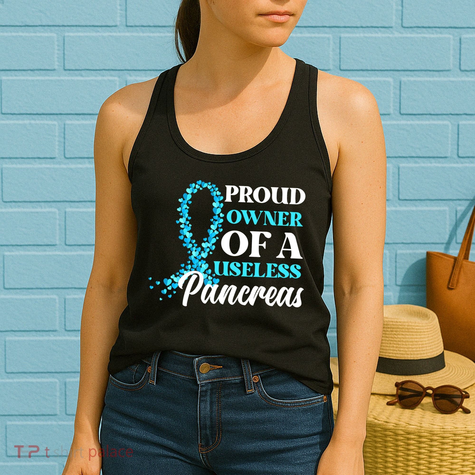 November Is Diabetes Awareness Month Blue And Gray Ribbon Women's Tank Top
