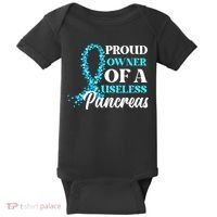 November Is Diabetes Awareness Month Blue And Gray Ribbon Baby Bodysuit thumb 0