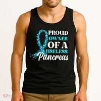 November Is Diabetes Awareness Month Blue And Gray Ribbon Tank Top thumb 3