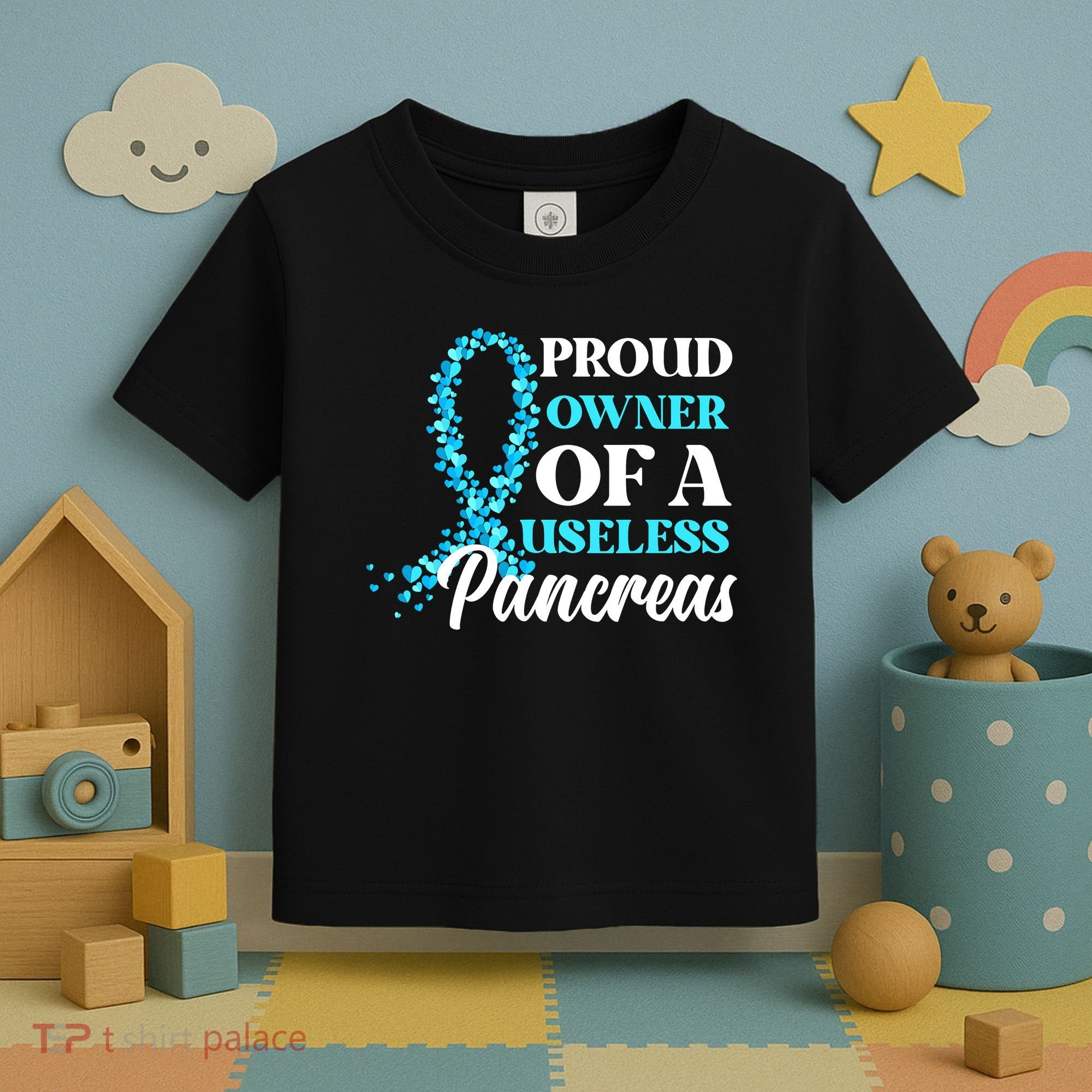 November Is Diabetes Awareness Month Blue And Gray Ribbon Toddler T-Shirt