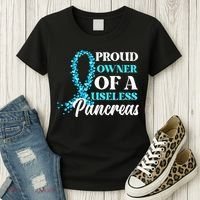 November Is Diabetes Awareness Month Blue And Gray Ribbon Women's T-Shirt thumb 3