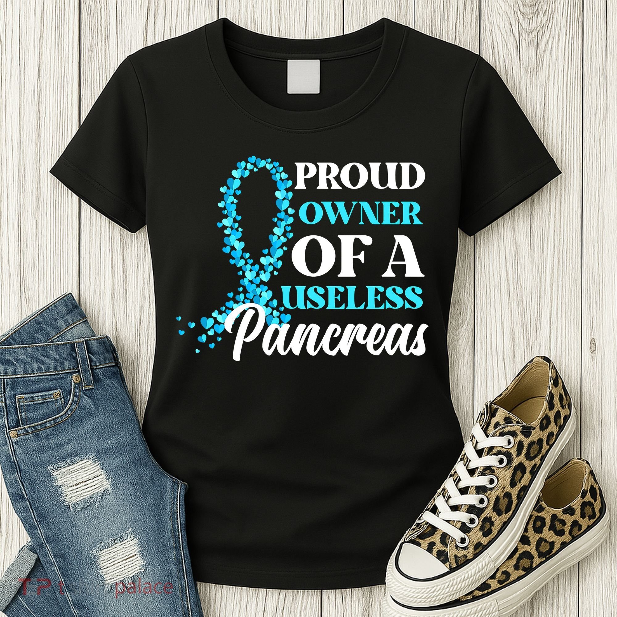 November Is Diabetes Awareness Month Blue And Gray Ribbon Women's T-Shirt