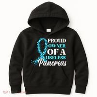 November Is Diabetes Awareness Month Blue And Gray Ribbon Kids Hoodie thumb 0