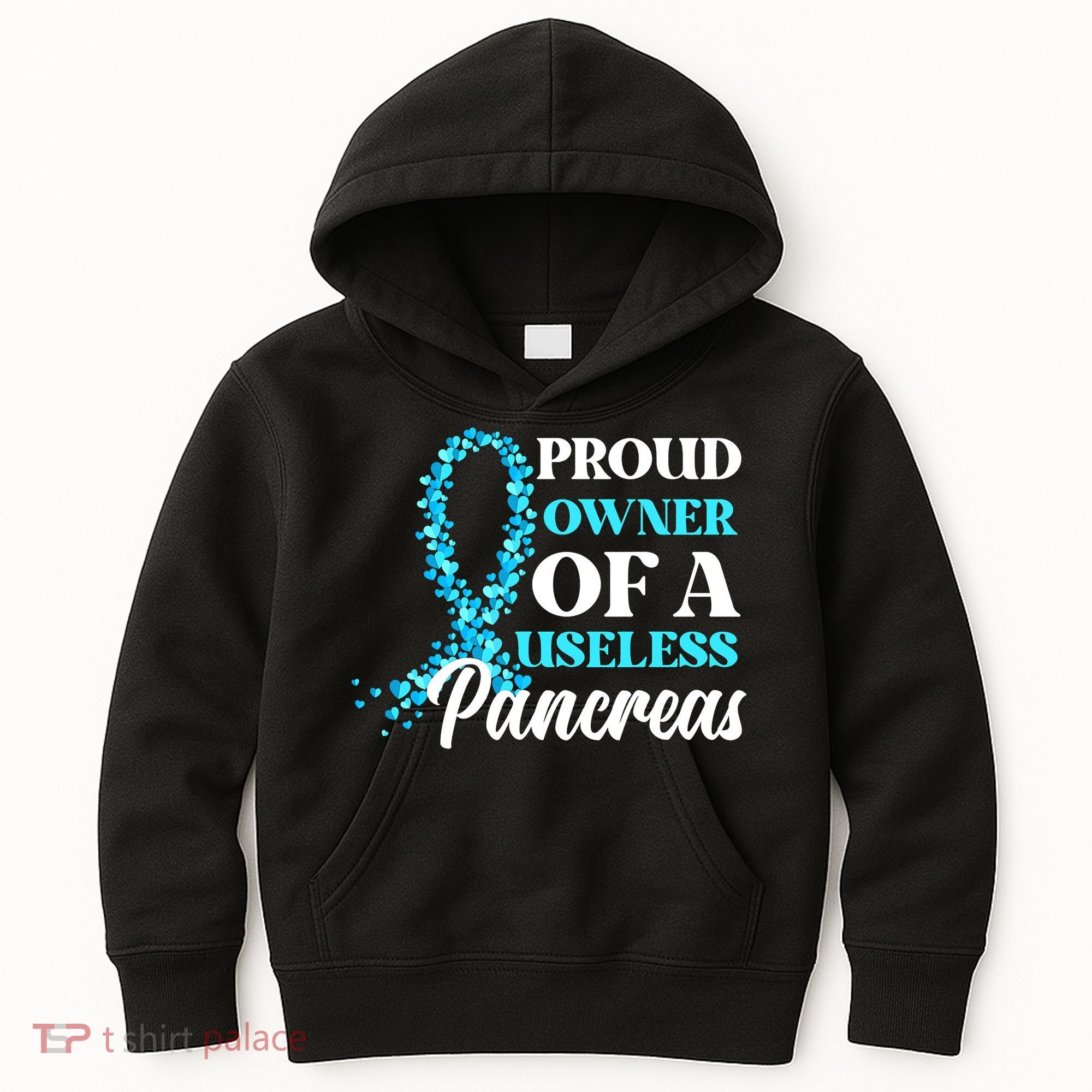 November Is Diabetes Awareness Month Blue And Gray Ribbon Kids Hoodie