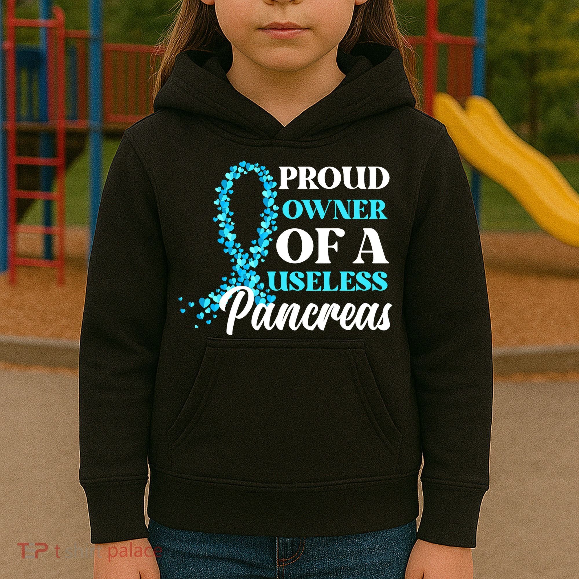 November Is Diabetes Awareness Month Blue And Gray Ribbon Kids Hoodie