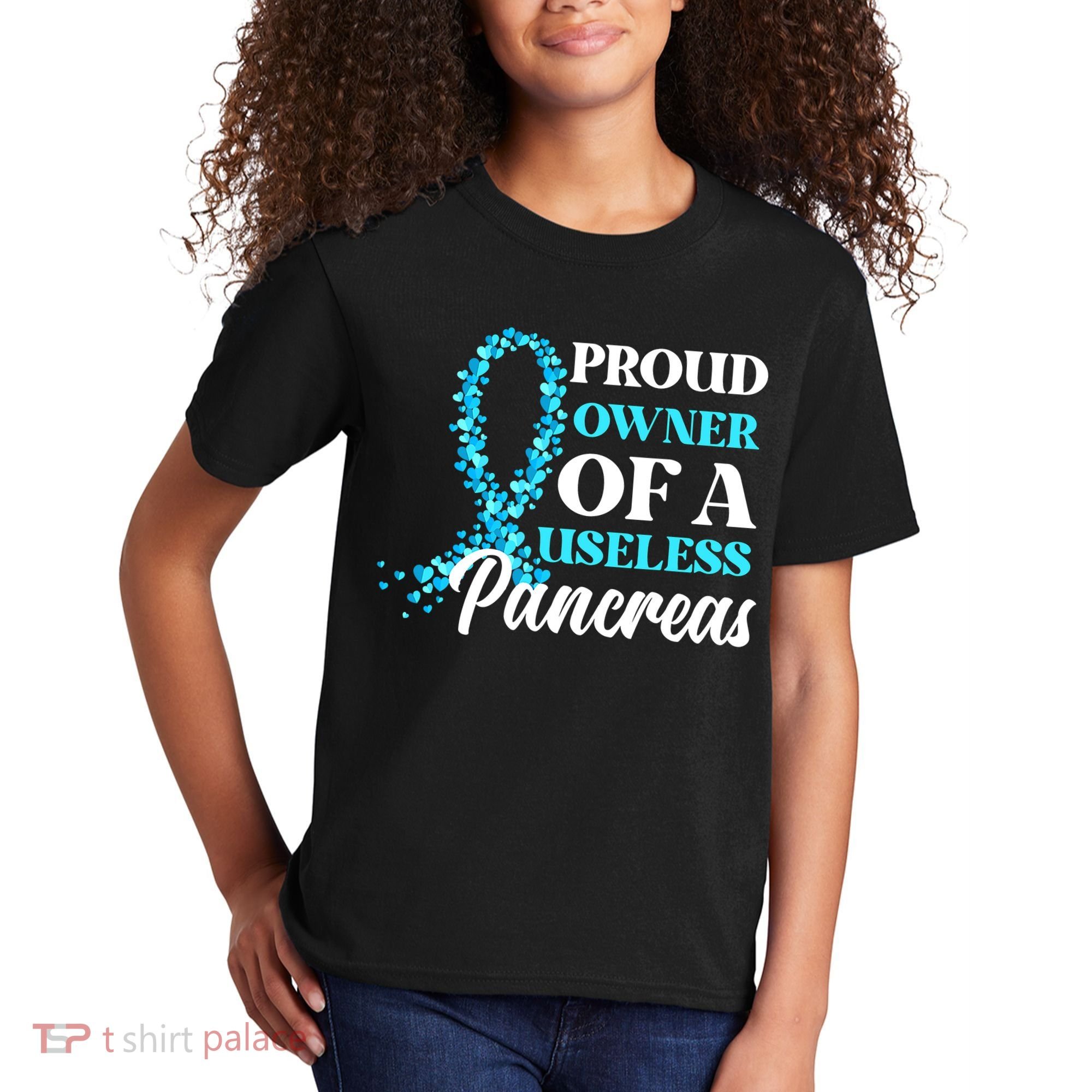 November Is Diabetes Awareness Month Blue And Gray Ribbon Kids T-Shirt