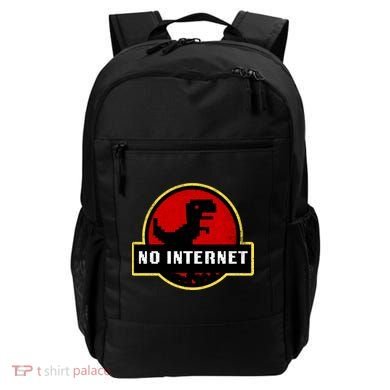 No Internet Dinosaur Park Logo Parody Distressed Backpack