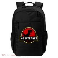 No Internet Dinosaur Park Logo Parody Distressed Backpack thumb 0
