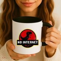 No Internet Dinosaur Park Logo Parody Distressed Coffee Mug thumb 3