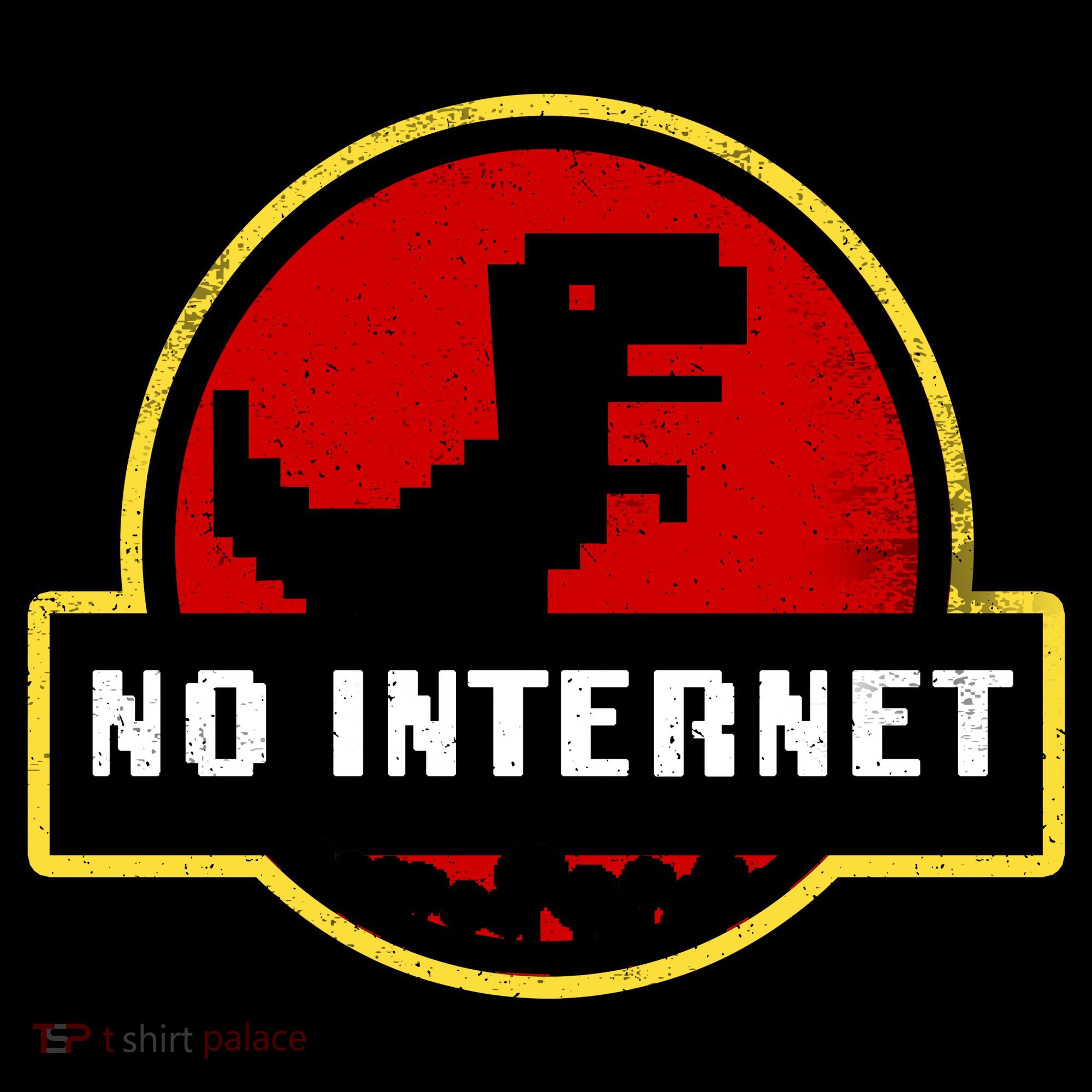 No Internet Dinosaur Park Logo Parody Distressed Coffee Mug