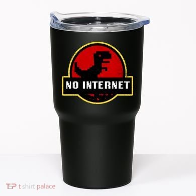 No Internet Dinosaur Park Logo Parody Distressed Tumbler