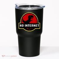 No Internet Dinosaur Park Logo Parody Distressed Tumbler thumb 0