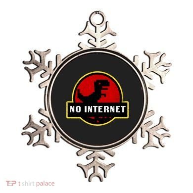 No Internet Dinosaur Park Logo Parody Distressed Ornament