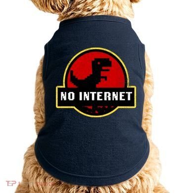 No Internet Dinosaur Park Logo Parody Distressed Doggie Tank