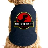 No Internet Dinosaur Park Logo Parody Distressed Doggie Tank thumb 0