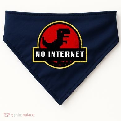 No Internet Dinosaur Park Logo Parody Distressed USA-Made Doggie Bandana