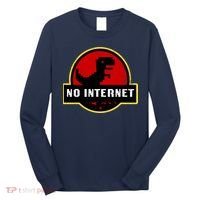 No Internet Dinosaur Park Logo Parody Distressed Long Sleeve Shirt thumb 0