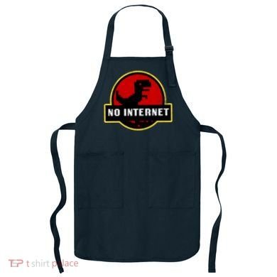 No Internet Dinosaur Park Logo Parody Distressed Apron