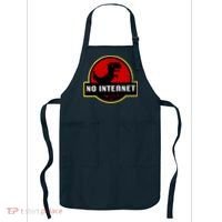 No Internet Dinosaur Park Logo Parody Distressed Apron thumb 0