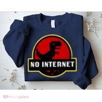 No Internet Dinosaur Park Logo Parody Distressed Sweatshirt thumb 2