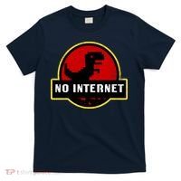 No Internet Dinosaur Park Logo Parody Distressed T-Shirt thumb 0